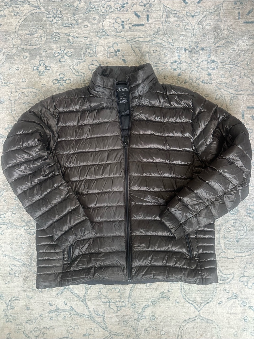 Calvin Klein Men's Quilted Puffer Jacket - Charcoal Gray